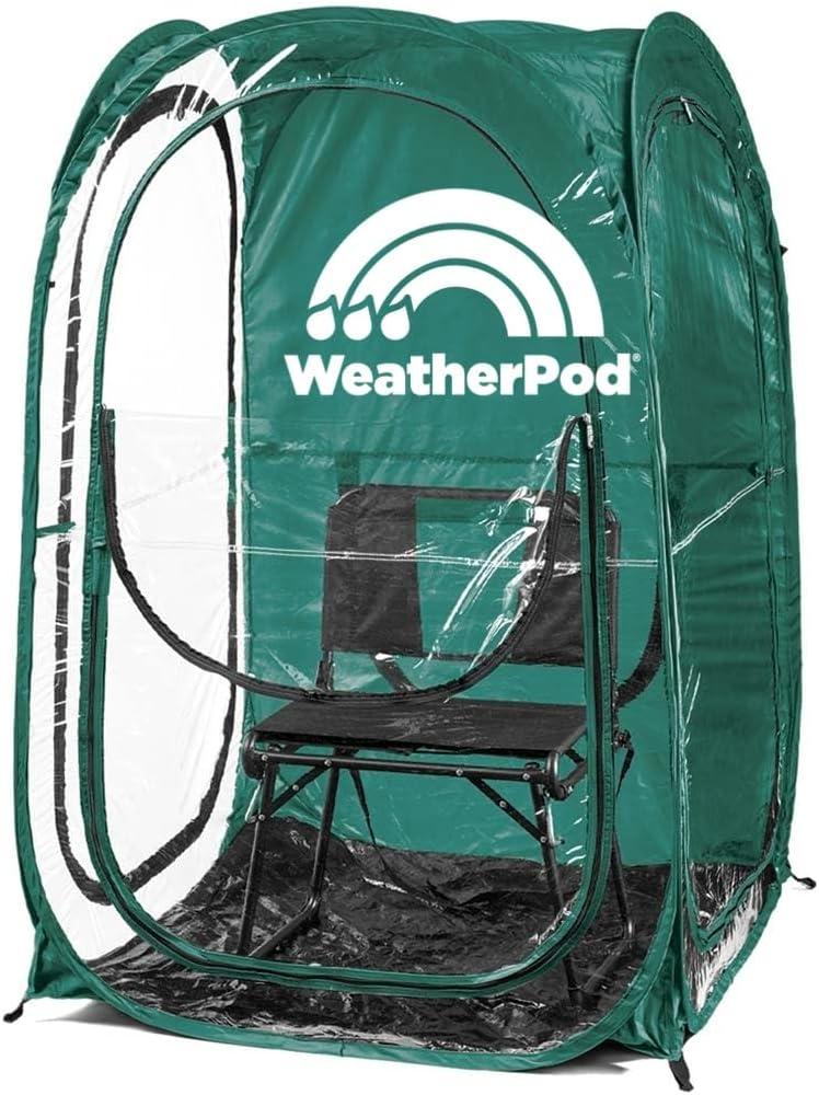 WeatherPod The Original Shark Tank MyPod 1-2 Person Pop-Up Pod - Stay Warm, Dry, and Out of The Sun - Weather Pod for Sports, Rain, or Wind (40"L x 40"W x 59"H, Hunter Green)