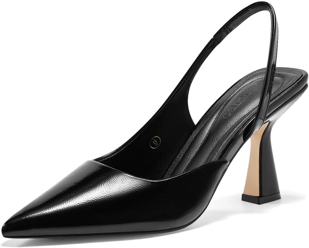 Coutgo Womens Slingback Stiletto High Heels Closed Pointed Toe Pumps D’Orsay Sexy Office Dress Shoes