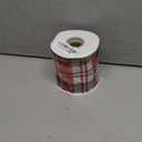 Reliant Ribbon Grand Plaid Dupione Sparkle Wired Edge Ribbon, 4 Inch X 10 Yards, Red/white