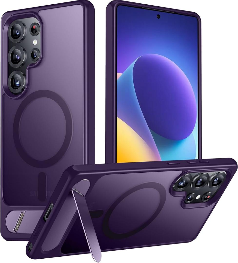 Temdan Magnetic for Samsung Galaxy S25 Ultra Case, [Innovate Stand][Military Grade Drop Protection][Non Slip][Translucent Matte] Shockproof Phone Case for Galaxy S25 Ultra 6.9" 2025 -Purple