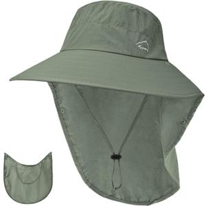 Sun Hat for Men Women with Neck Flap,UPF 50+ UV Protective Hiking Fishing Hats,Wide Brim Sun Hat for Women&Men (Gray, L)