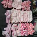 Fanfanwin 36 Pcs Sleepover Party Supplies for Girls, 12 Style Cute Pink Bow Blanket, 12 Pillows, 12 Coral Fleece Spa Headband 12 Plush Pink Eye Mask Cover for Slumber Sleepover Spa Party Gift(Cute)