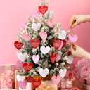 Harloon 48 Pieces Valentine's Day Conversation Hearts Ornaments 2.4inch Mini Love Letter Haning Decoration for Tree Pink Red White Romantic Notes Tag with String for Valentine Wedding Party Gift
