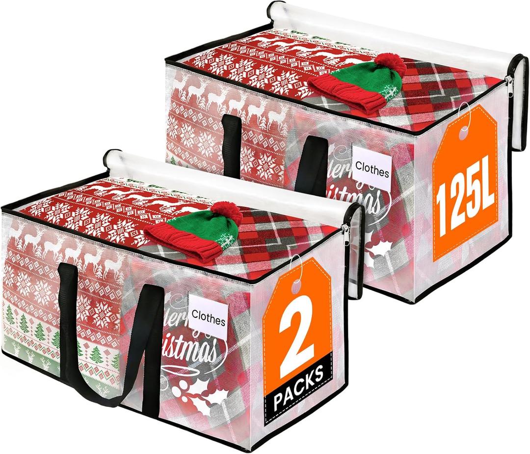 Clear Heavy Duty Extra Large Moving Bags, Reinforced Handle and Double Zipper, Storage Bags Alternative to Moving Box (2 Packs)