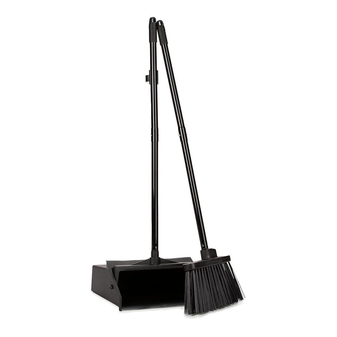 SPARTA Duo-Pan Upright Dust Pan and Broom Set, Essential Cleaning Tools for Home and Commercial Use, 36" Handle, 1 Count, Black