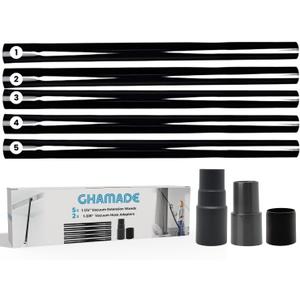 5Pack 1.25 Inch Vacuum Extension Wands plus 1-3/8'' to 1-1/4'' Vacuum Hose Adapter - 1.25 Inch Shop Vac Extension Tubes, Accessories and Attachment 32mm & 35mm, Replacement Vacuum Cleaner Pipe Tubes
