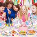 168pcs Unicorn Birthday Party Supplies with Unicorn Banner for Girls, 24 Serves Unicorn Disposable Tableware Set with Plates, Cups, Napkins, and Cutlery Sets for Unicorn Themes Party Kids
