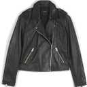 Lucky Brand Women's Long Sleeve Notched Lapel Leather Moto Jacket, Small