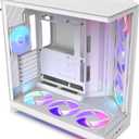 NZXT H9 Flow RGB+ (2025)  Dual-Chamber ATX Mid-Tower Airflow PC Case  7 RGB Fans (6 x 140mm,1 x 120mm) & Control Hub  420mm Radiator Support Connect Ready- Stainless Steel Tempered Glass - White