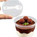 8oz Plastic Dessert Cups with Lids and Spoons, Clear Yogurt Parfait/Appetizer Cup with Lids for Party, Mini Round Dessert Cups with Spoons for Pudding/Jello/Milkshake/Fruit/Ice Cream, 25 Pack