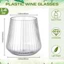 Suclain 100 Pack Plastic Wine Glasses Ribbed Stemless Wine Glasses 14oz Vertical Design Unbreakable Cups for Outdoor Indoor Vintage Elegant Champagne Whiskey Glasses for Christmas Party Wedding, Clear