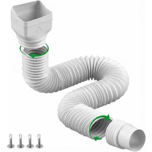 Binazon 1 Pack WhiteRain Gutter Downspout Extensions, Gutter Extender for Rainwater Drainage Flexible, Down Spout Drain Extension Pipe, Extendable from 21 to 62 Inches (Fit 3"x 4" downspouts)