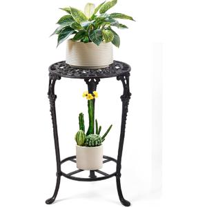 Notakia Plant Stand Indoor Outdoor Clearance Heavy Duty Cast Iron Plant Table for Patio & Garden, Tall Vintage Decorative Metal Plant Rack, Wrought Iron Flower Pot Holder for Home Garden Porch Yard (20.47Inch Tall)