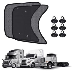 KUST 2PCS 23.6''*21.6'' Side Window Shade for Semi Truck, Peterbilt 389, Volvo VNL, Freightliner Cascadia, Freightliner Argosy - Mesh Sunshade with Suction Cup - Semi Truck Accessories for All Season