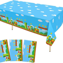 KARODEC 3 PCS Video Games Party Tablecloth, Plastic Disposable Super Brothers Table Cover for Mari Video Games Birthday Party Decorations Supplies, 108in x 54in