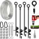tinnmao 30'' Ground Anchors Kit Heavy Duty, Galvanized Steel Anchors with Cable & Turnbuckle, for Shed, Trailer, Mobile Home, Trampoline, Camping Tent, RV