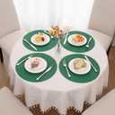 SHACOS Dark Green Round Placemats Set of 6 Cotton Polyester Braided 15 inch Washable Kitchen Dining Table Place Mats Christmas Table Mats for Home Wedding Party Decor