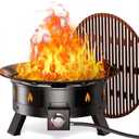 Ciays Large Propane Fire Pit 19 Inch, Gas Fire Pit with Grill Grate, Folding Legs, Hose Hooks, Propane Tank Holder, Cover & Carry Strap, Portable Outdoor Fire Pit for Camping, 58,000 BTU (Black)