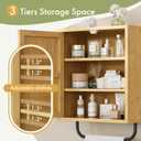 AmazerBath Bathroom Medicine Cabinet with Mirror, Bamboo Medicine Cabinet Wall Mounted, Over The Toilet Storage with Towel Bar for Bathroom, Small Spaces