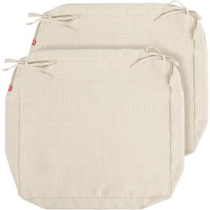 Patio Cushion Covers with Ties, 2 Pack, Outdoor Water Resistant Deep Seat Chair Cushion Slipcover 20x18x4 Inch for Garden Couch Sofa (Replacement Cover Only)-Cream