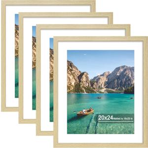 20x24 Wood Picture Frame Set of 4, Wall Mount for Home Decor, Natural, 20x24 in
