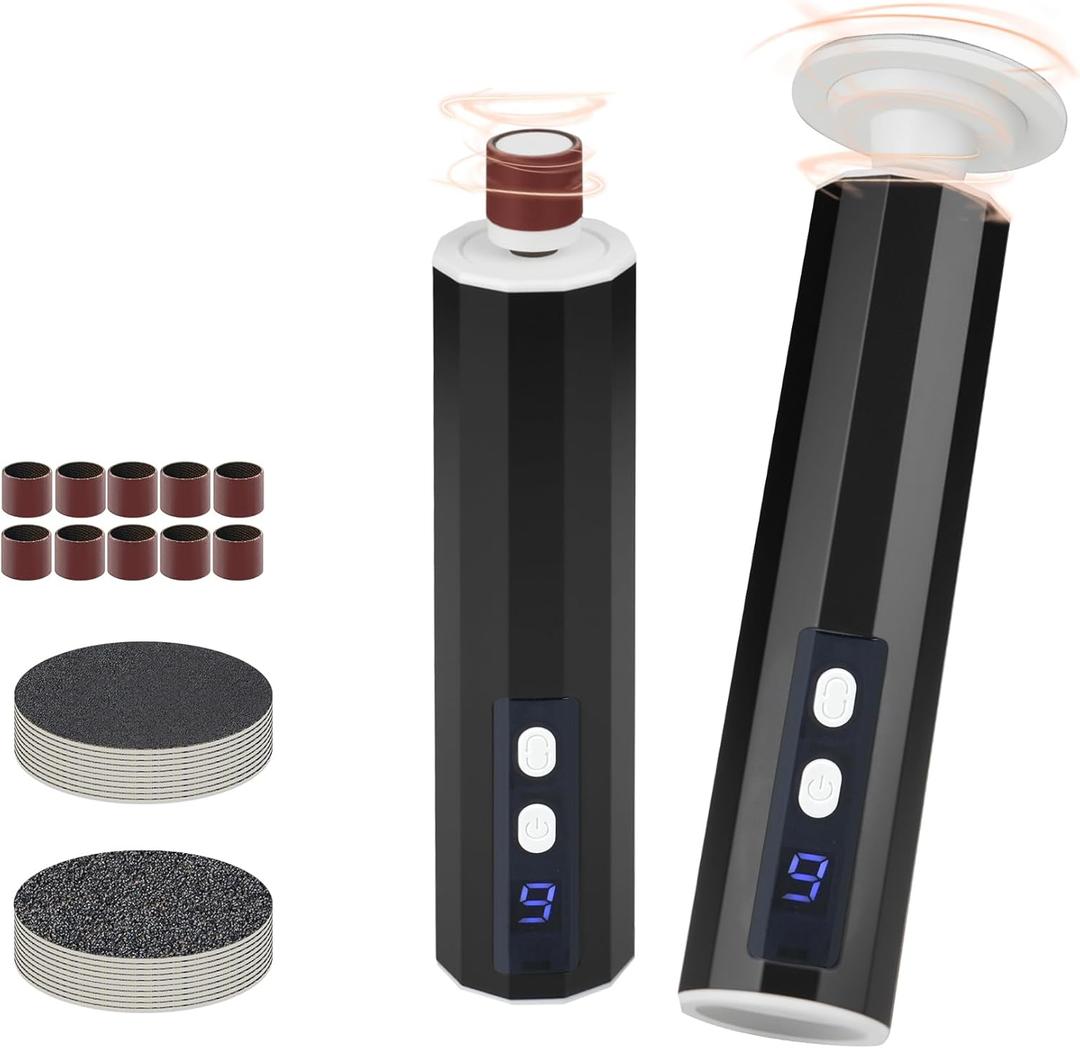 2 x Electric Foot Callus Remover, Professional Pedicure Kit for Women & Men - Electric Foot File with Speed Adjustment & Rotation Control for Feet Care, Includes 20Pcs Sandpaper + 10Pcs Barrel Sandpaper