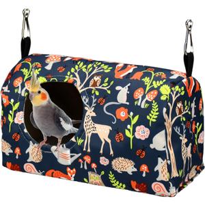 ShuRung Parrot Cockatiel Warm House Bird Nest Bed Winter Hanging Hammock Birds Sleeping Bed Parrot Hideway Bed Polyester Fabric for Parrot Parakeet Cockatiels Budgies Lovebird African Grey (S)
