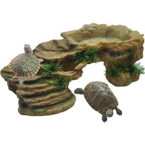 kathson Turtle Basking Platform,Tortoise Resin Climbing Rock Rectangular Resting Terrace Tank Accessories,Reptiles Dock Hide Cave Habitat Decoration for Bearded Dragon Lizard Geckos Spiders (3 PCS)