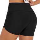 Women's 3" Swim Shorts High Waist Bathing Suit Bottoms Ruched Side Board Shorts (XX-Large, Black)