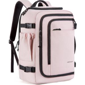 LIGHT FLIGHT Travel Backpack, TSA Friendly Flight Approved Carry on Backpack Water-resistant Lightweight Business Large Weekender Bag Casual Daypack 17.3" Laptop Backpack for Men Women, Pink
