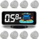 Backup Parktronic System Car Auto Vehicle Reverse with 8 Parking Sensors kit Distance Detection LCD Distance Display Sound Warning  (White)