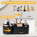 Makeup Organizer Countertop with Drawer 360 Rotating Brush Holder Storage Large Capacity Skincare Cosmetic Display Cases for Vanity Bathroom Desktop, Model 3016 Black