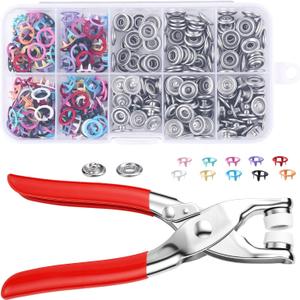 100 Sets Metal Snap Button Kit, with Fastener Plier, New Snaps for Fabric, Snap Buttons for Sewing Fasteners, Suitable for DIY Crafts, Clothing, Sewing, and Fabric Projects