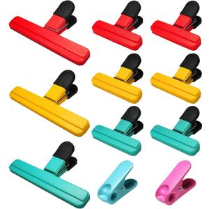 11 Pack Chip Clips Bag Clips Food Bag Clips for Food Packages Chips Storage Bags Heavy Duty Snack Kitchen Potato (3 Large, 6 Small & 2 Round, Bright Style)