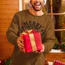 Arvilhill Mens Fleece-Lined Christmas Sweatshirts Raglan Vintage Classic Graphic Pullover (S-3XL) (Brown, XXL)