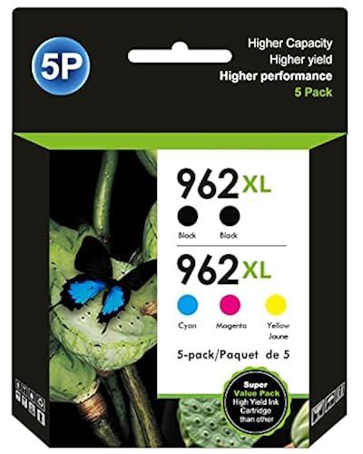 962XL Ink Cartridges Combo Pack Remanufactured for HP 962XL Ink Cartridges Combo Pack for HP 962 XL for HP Ink 962 for HP 9010 Ink Cartridge Officejet Pro 9010 9015 9020 9018 9025 Printer (5Pack)