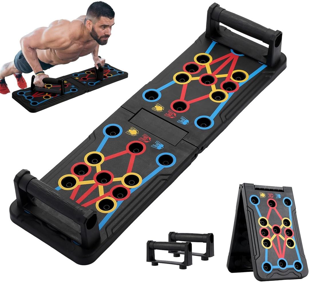 Foldable PushUp Stands Board Fitness,Workout Equipment for Home Gym, Men & Women Adjustable Pushup Board for Chest, Abs, Arms & Core Training,Portable Push-Up Board for Full Body Exercise (15 in 1)