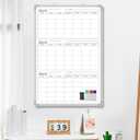 Lincia 36" x 24" Magnetic Vertical 3 Month Dry Erase Calendar for Wall Undated Horizontal Dry Erase Wall Calendar Planner Aluminum Frame Whiteboard for Home Office Projects Wall Fridge