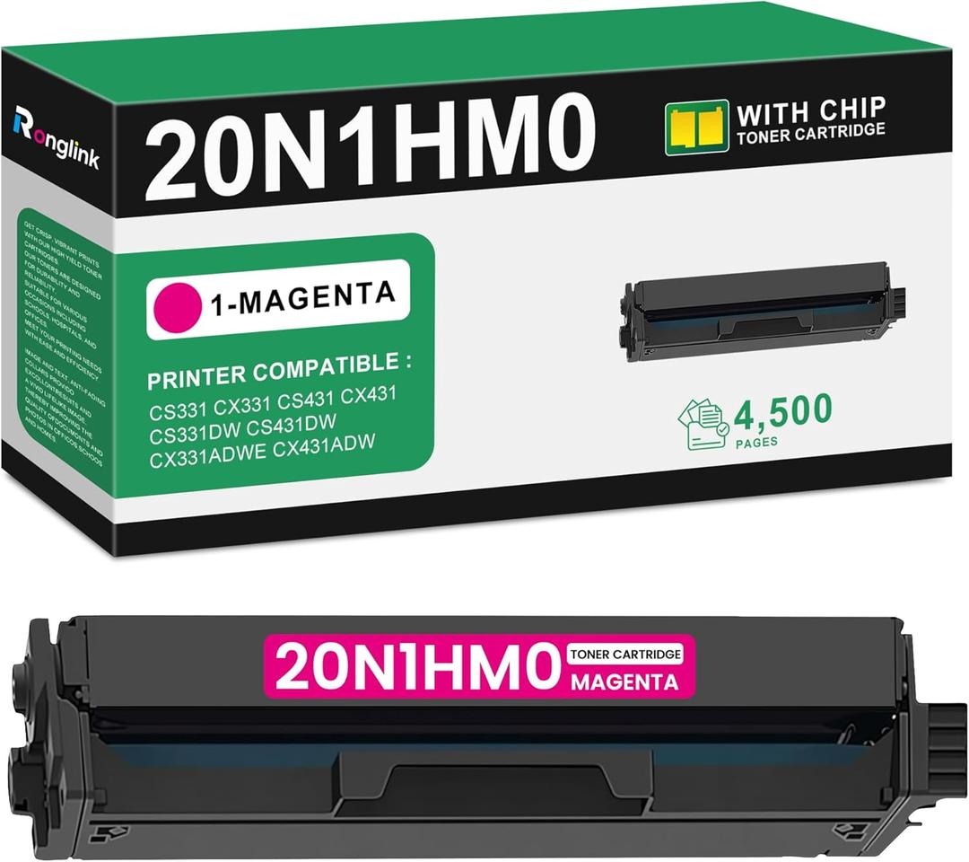 20N1HM0 Magenta Toner Cartridge (with Chip) Replacement for Lexmark CS331 Toner Cartridge High Yield Works with CS331 CX331 CS431 CX431 CS331dw CS431dw CX331adwe CX431adw Printer (1-Pack, 4,500 Pages)