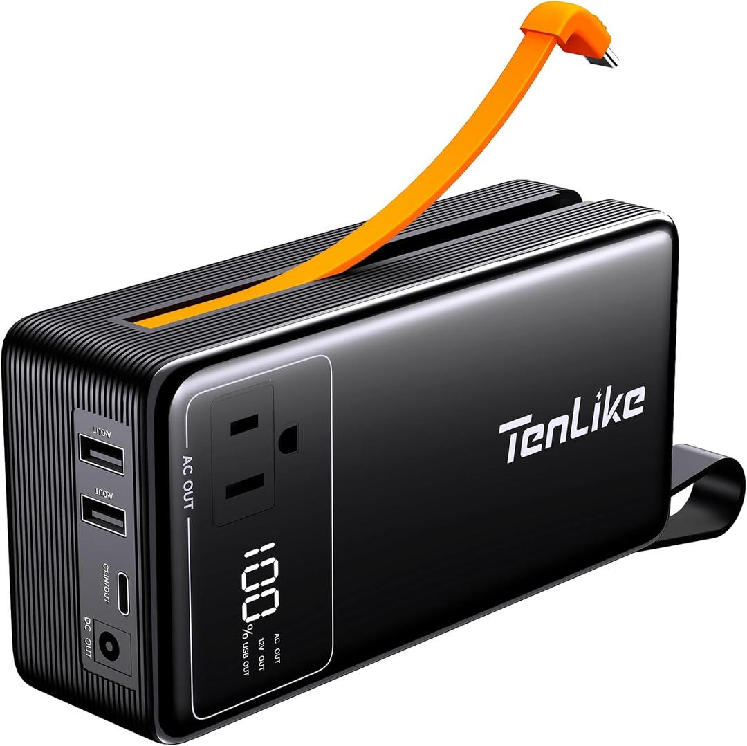 Portable Power Station 99.9Wh Power Bank for Camping Essentials Small Electric Generator Large Lithium Battery with 110V 80W Rated 120W Peak AC Plug in Output 60W Type-C Home Backup Outdoor Emergency (Black)