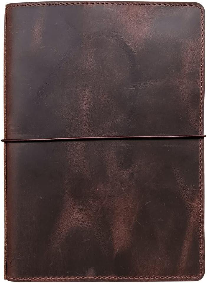 Newestor Travelers Notebook Cover with Inner Pockets, Card Slots and Pen Holder, A5 Size, Dark Brown