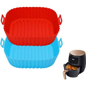 2-Pack Silicone Air Fryer Liner, Square Reusable Food Grade Pot, Oven Baking Tray Liner, Replacement for Flammable Parchment Paper