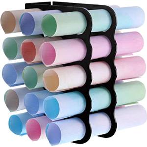 Outus Vinyl Storage Rack Acrylic 15 Holes Vinyl Roll Holder Craft Paper Storage Organizer Aperture 2 Inch Multiple Display Stand for Craft Room Home Office School, 12 x 7.8 Inch(Black)