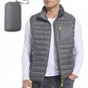 PUREPEAR Men's Packable Down Vest Winter Warm Stand Collar Water-Resistant Puffer Outerwear for Golf S