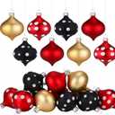 12 Pcs Christmas Ball Ornaments 2.36 Inch Mouse Plastic Ball Tree Ornaments Red and Black Christmas Tree Decorations Yellow White Dot Decorations for Party Xmas Trees Home Decor (Cute)