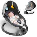 Electric Baby Swing for Infants to Toddler, Bluetooth Baby Rocker with Music Speaker, Protable Bouncer, 5 Sway Speeds 6 Seat Positions, Remote Control for Indoor, Boy, Girl