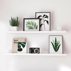 White Floating Shelves for Wall Decor, Long Wall Mounted Storage Shelf for Bedroom, Living Room, Bathroom, Kitchen, Nursery, Display Picture Ledge Shelf with Lip Set of 2-36 Inches, White, 35.4in