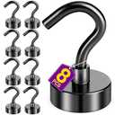 Niuknow 8 Pack Black Magnetic Hooks, 30 LB Neodymium Magnetic Hooks for Cruise Cabins, Strong Magnets with Hooks for Classroom, Mugs, Camper, Office, Kitchen, Metal Hooks for Cruise Ship Walls