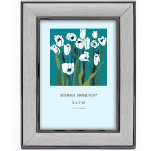 MIMOSA MOMENTS Gun Metal5x7 Picture Frame With Light Grey Wood-Look Texture Profile, abelop Photo Frame Display Horizontal or Vertical 5x7 photo