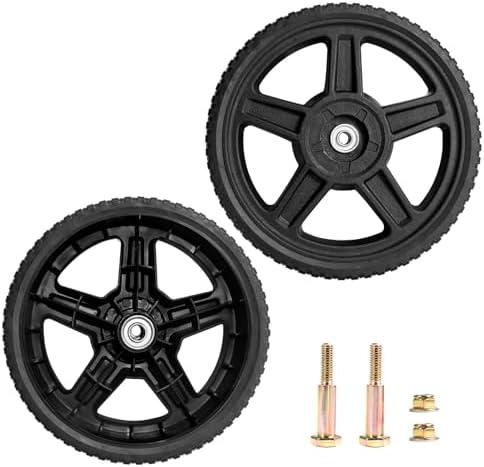 SENZHAO 10 Inch Lawnmower wheels with Bolts, Lock Nuts Kit Fit for Most Standard push Lawn Mowers/Generator/Garden Tiller/Hand truck, 2 Pack Missing Parts